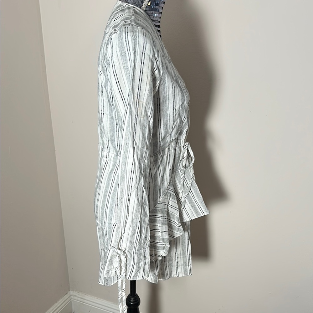 Shona Joy White Ruffled Wrap Dress with Tie Front - Picture 5 of 8